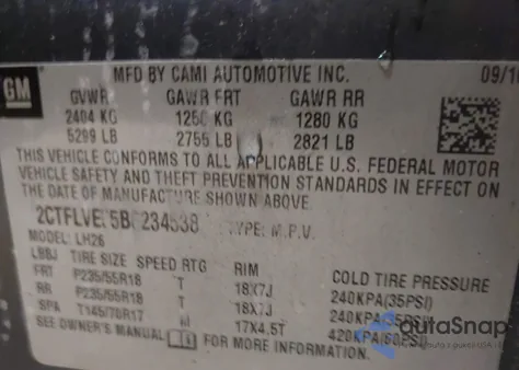 2011 GMC Terrain Slt-1 z USA, uszkodzony, nr VIN 2CTFLVE55B6234538